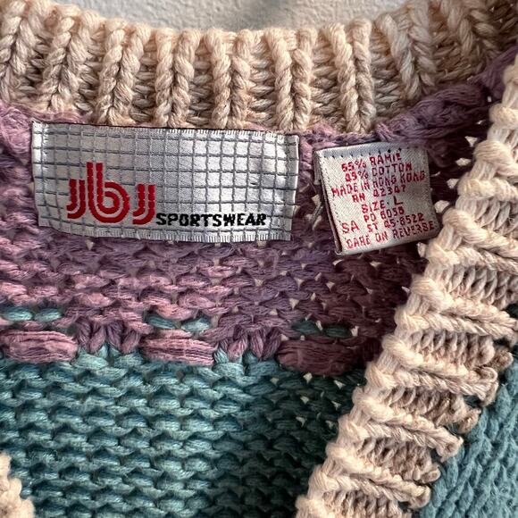 Vtg JbJ Sportswear Multicolor Stripe Pullover Sweater Vest Size L - Picture 3 of 7